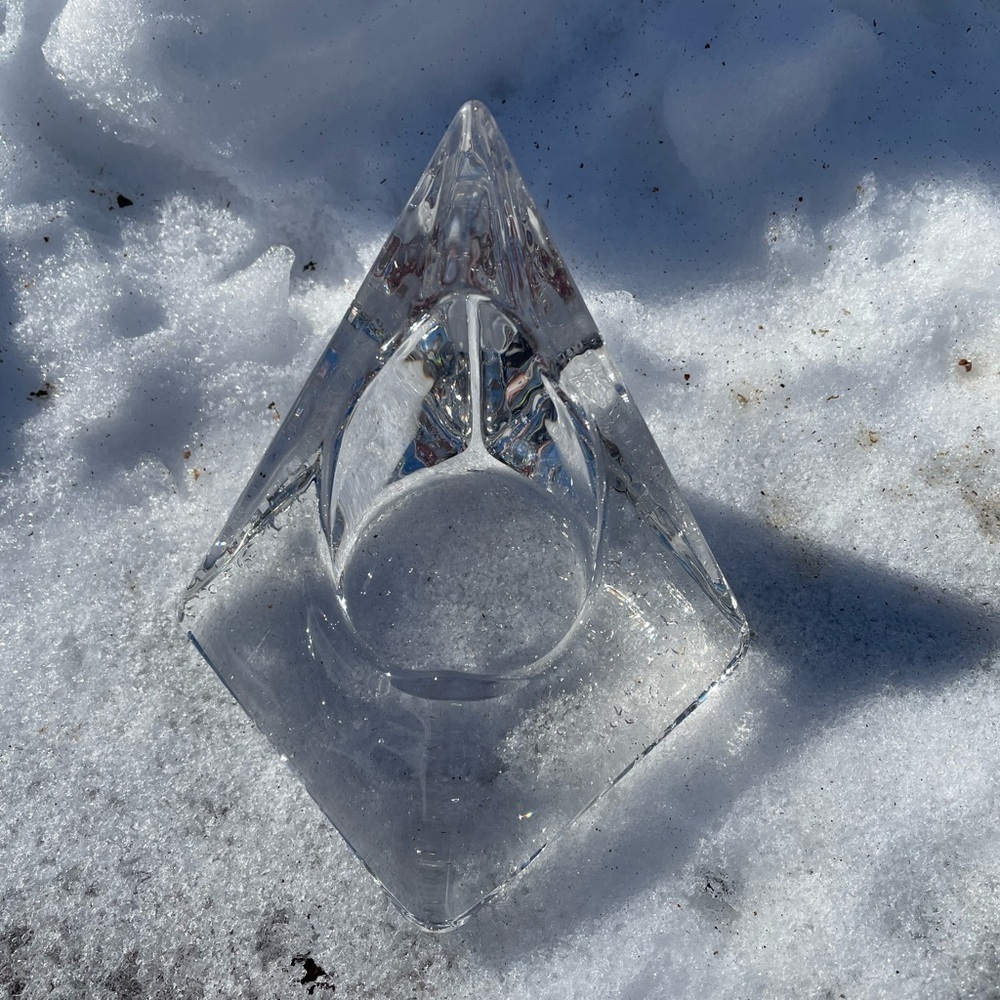 Vintage Nybro Sweden pyramid candle holder, MCM art glass, excellent condition - Picture 4 of 9